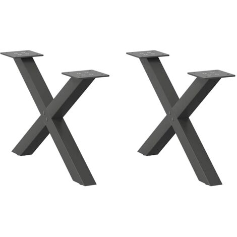 Juego de 2 patas para mesa de centro en forma de X 50 x 30 cm con niveladores ajustables estilo moderno acero antracita 020057153