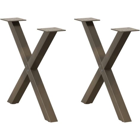 Juego de 2 patas para mesa de centro en forma de X 50 x 43 cm con niveladores ajustables diseño moderno acero natural 020057172