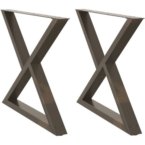 Juego de 2 patas para mesa de comedor de acero con recubrimiento en polvo 90 x 72 cm diseño moderno con deslizadores ajustables de acero natural 020057020