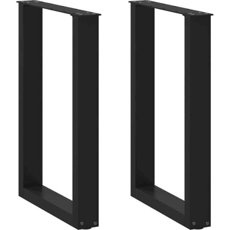 Juego de 2 patas para mesa de comedor en forma de U 50 x 72-73 cm con niveladores estilo moderno acero negro 020057416