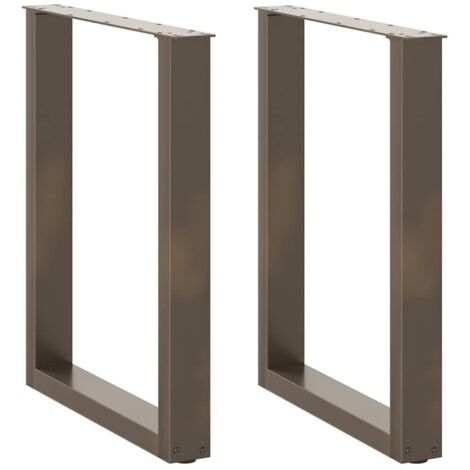Juego de 2 patas para mesa de comedor en forma de U 60 x 73 cm con niveladores ajustables diseño moderno acero natural 020057423