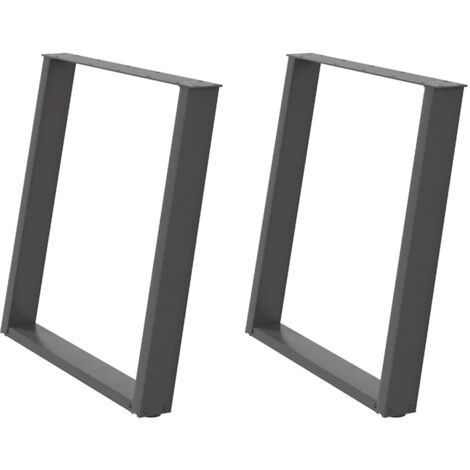 Juego de 2 patas para mesa de comedor en forma de U de 70 x 72-73 cm con niveladores ajustables diseño moderno en acero antracita 020057074