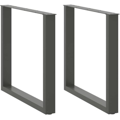 Juego de 2 patas para mesa de comedor en forma de U de 80 x 72-73 cm con niveladores ajustables diseño moderno en acero antracita 020057430
