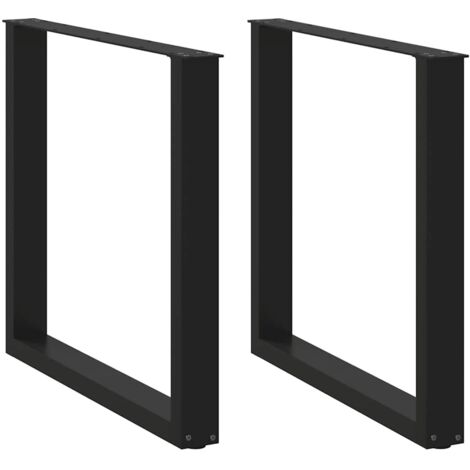 Juego de 2 patas para mesa de comedor en forma de U de 80 x 72-73 cm con niveladores ajustables diseño moderno en acero negro 020057428