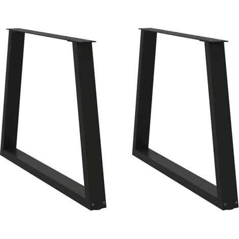 Juego de 2 patas para mesa de comedor en forma de V 90 x 73 cm aptas para oficina o salón estilo moderno acero negro 020056866