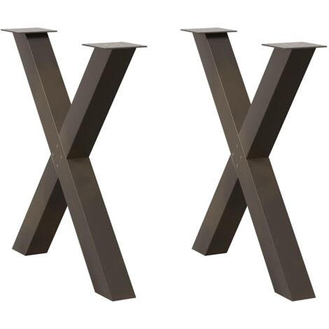Juego de 2 patas para mesa de comedor en forma de X con niveladores ajustables 80 x 72 cm en acero natural 020057255