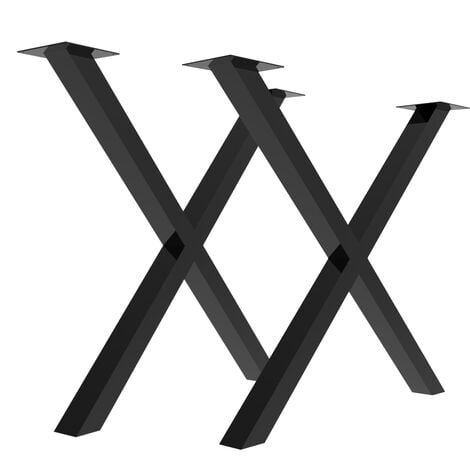 SKECTEN Juego de 2 Patas para Mesa Estilo Industrial 43x38 cm, Patas de Mesa Forma X, Patas de Mesa de Comedor de Acero Negro