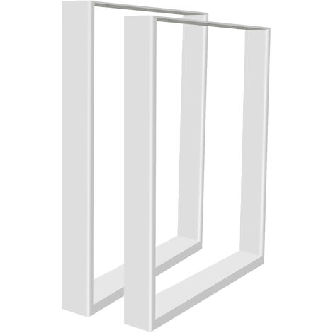 Juego de 2 Patas para Mesas de Centro Estilo Industrial, Patas Muebles de Acero, Blanco 60 x 72cm