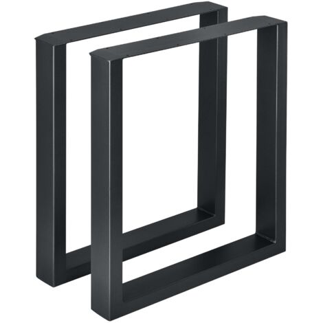 Juego de 2 patas rectangulares para muebles, mesa de comedor de metal, 60 x 72 cm, color negro