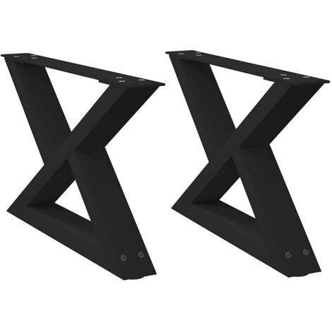 Juego de 2 patas regulables para mesa de centro de diseño moderno de 60 x 30 cm en acero negro 020056974