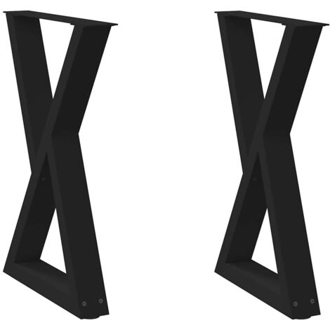 Juego de 2 patas regulables para mesa de comedor 60 x 72-73,3 cm en acero negro 020057006