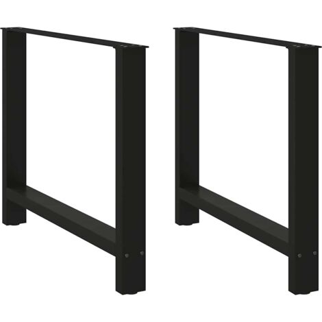 Juego de 2 patas robustas geométricas para mesa de comedor 90 x 72 cm en acero negro 020057556