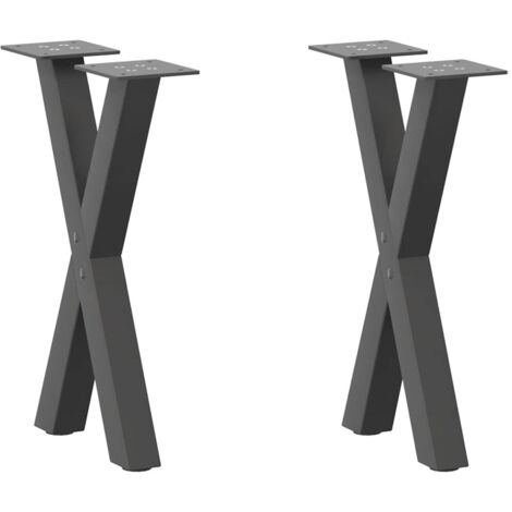Juego de 2 patas robustas para mesa de centro en forma de X 28 x 42 cm con niveladores diseño moderno acero antracita 020057165