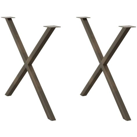 Juego de 2 patas robustas para mesa de comedor en forma de X 90 x 73 cm con niveladores ajustables diseño moderno acero natural 020057199