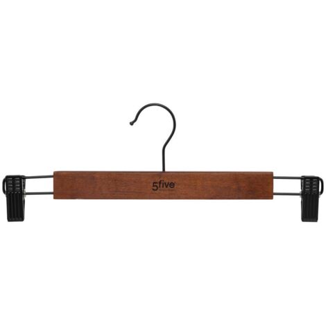 Juego de 2 perchas de madera oscura con pinzas - 5five