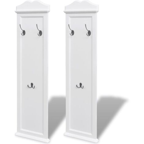 Juego de 2 percheros de pared en MDF Blanco con 3 ganchos DEC024185