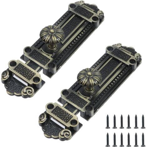 Juego de 2 pestillos de bronce para puertas correderas, cerradura de seguridad para portón, pestillos antiguos para puertas y ventanas correderas, con tornillos de fijación, longitud 12,7 cm (5 pulgad