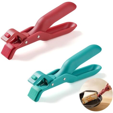 Juego de 2 pinzas de cocina para fogones, resistentes al calor, antideslizantes, fabricadas en acero inoxidable con mango antideslizante.