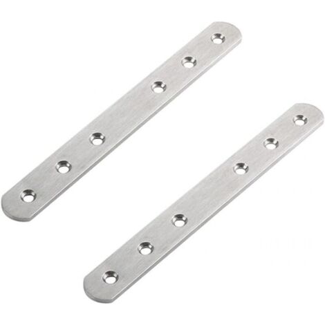 Juego de 2 placas de unión planas de 175 x 20 cm fabricadas en acero inoxidable para la reparación de muebles de madera y metal.