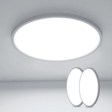 GOECO Juego de 2 plafones LED, 36W, ultrafino, IP44, 40CM, 3240LM, luz blanca fría 6500K, para baño, salón, dormitorio, cocina, balcón