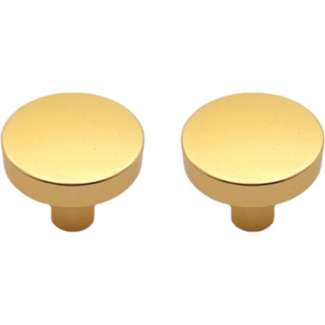 Juego de 2 pomos redondos de latón cepillado para cajones y puertas de armarios. Acabado en latón cepillado. Accesorios de cocina modernos.