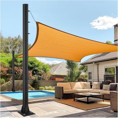Juego de 2 postes de acero resistentes de 3 m para toldo de exterior, ideales para jardín, terraza, patio o zona de juegos - Negro