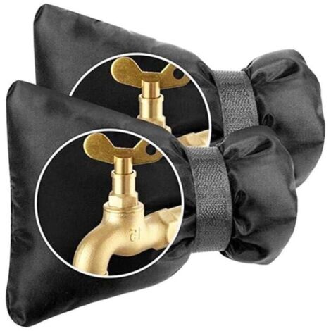 Juego de 2 protectores gruesos para grifos exteriores contra las heladas - Aislamiento térmico - Para invierno - Negro, 17x21
