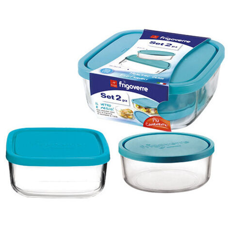 Juego de 2 recipientes Frigoverre 19×19×15 en vidrio – Bormioli Rocco