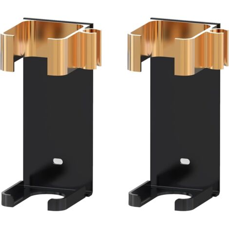 Juego de 2 rizadores de pared, soporte para rizadores, soporte para secador de pelo, rizador, plancha y peine (negro y dorado).