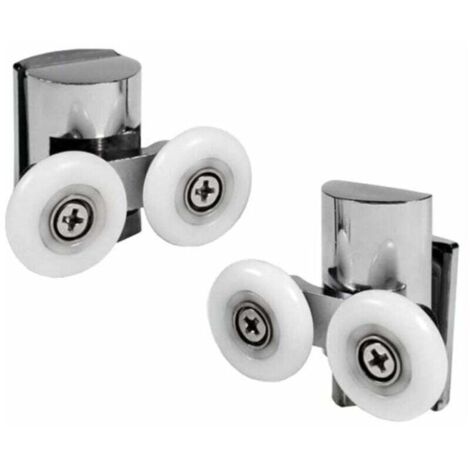 Juego de 2 rodillos dobles para mampara de ducha corredera - 2 ruedas de 23 mm de diámetro, de aleación de zinc, para baño. Rodillos superiores e inferiores.