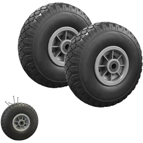 Juego de 2 ruedas antipinchazos de 250 mm para carro con agujero de eje de 16 mm