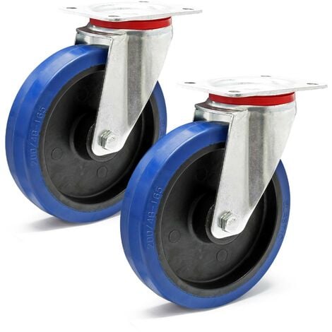 ‌Juego de 4 ruedas giratorias 100 mm ruedas de plástico con freno placa de  montaje máx. 150 kg/rueda