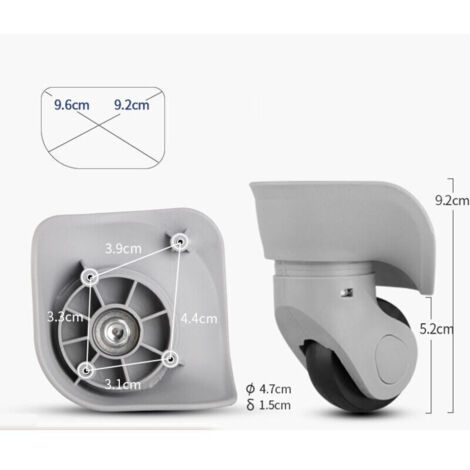 Juego de 2 ruedas silenciosas de goma para maletas – Resistentes al desgaste – Rotación multidireccional – Para maletas con ruedas