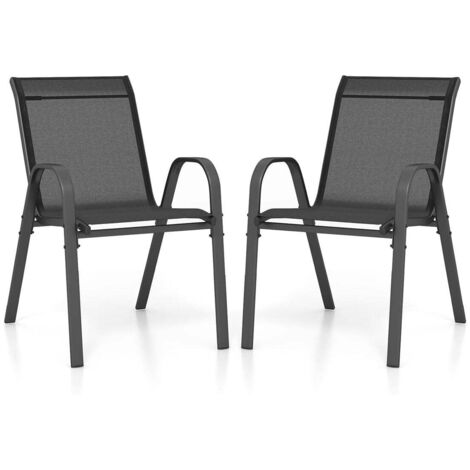 Juego de 2 sillas apilables 56 x 70 x 84 cm confort ergonómico diseño moderno acero negro 200012446