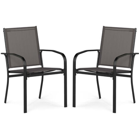 Juego de 2 sillas apilables para exterior 61 x 575 x 89 cm confort óptimo diseño moderno en metal gris 200012429