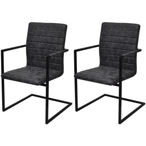 Juego de 2 sillas cantilever comedor cocina diseño moderno sintético negro CDS020372