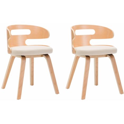 Juego de 2 sillas cocina comedor diseño atemporal madera curvada y sintética crema CDS020410
