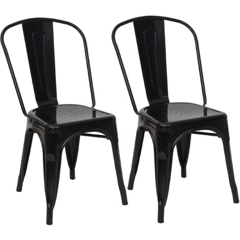 Juego de 2 sillas comedor cocina bistro apilables metal diseño industrial en metal negro 040000270