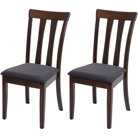 Juego de 2 sillas de cocina comedor en tela gris oscuro y madera maciza marrón oscuro 040002966