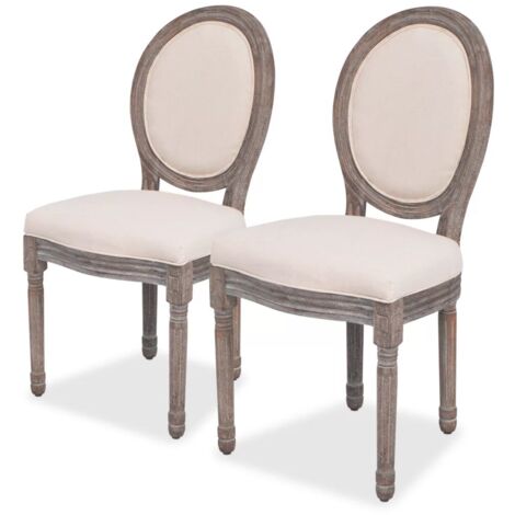 Juego de 2 sillas de cocina comedor estilo clásico en tela crema CDS020434