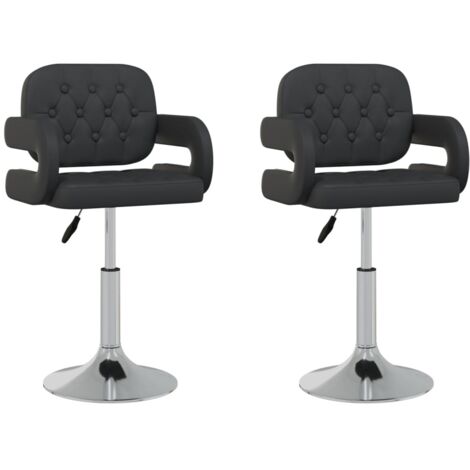 Juego de 2 sillas de comedor asiento giratorio regulable en altura en PVC negro DEC025721