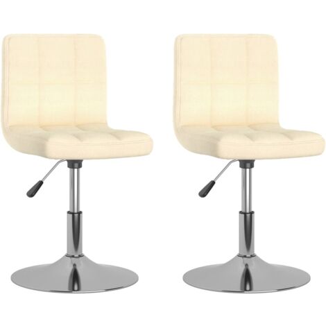 Juego de 2 sillas de comedor asiento giratorio regulable en altura en tela crema DEC025216