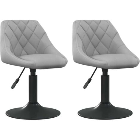 Juego de 2 sillas de comedor asiento giratorio regulable en altura en terciopelo gris claro y acero DEC025244