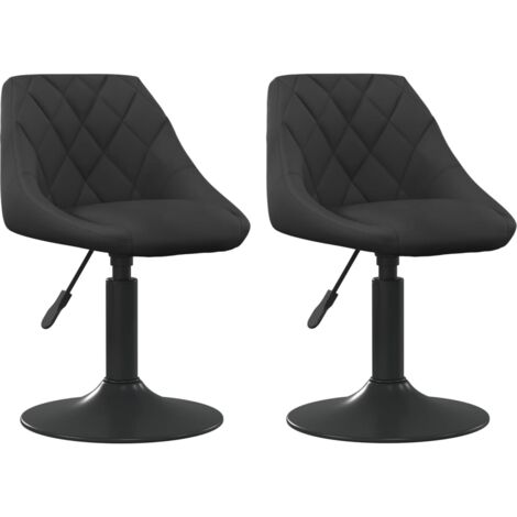 Juego de 2 sillas de comedor asiento giratorio regulable en altura en terciopelo negro DEC025292