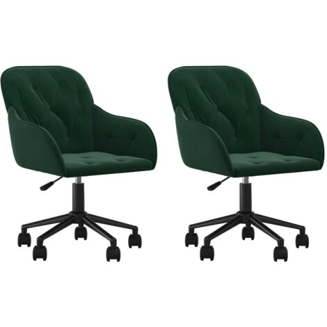 Juego de 2 sillas de comedor asiento giratorio regulable en altura en terciopelo verde DEC025318