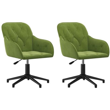 Juego de 2 sillas de comedor asiento giratorio regulable en altura estructura de metal terciopelo verde claro DEC025316