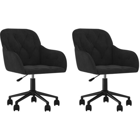 Juego de 2 sillas de comedor asiento giratorio regulable en altura negro terciopelo negro DEC025296