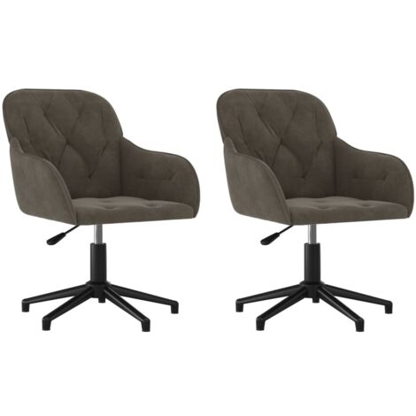 Juego de 2 sillas de comedor asiento giratorio regulable en altura terciopelo gris oscuro DEC025256