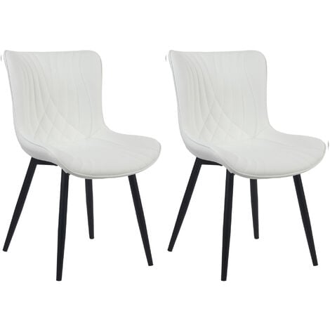 Juego de 2 sillas de comedor Brady Blanco Simil cuero