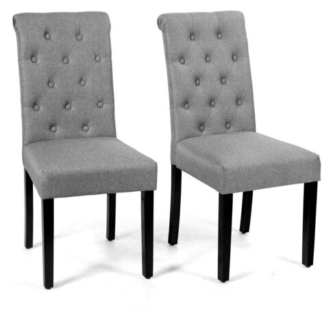 Juego de 2 sillas de comedor cómodas 43 x 61 x 100 cm con respaldo curvo estilo moderno lino gris 200011784